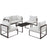 Fortuna 6 Piece Outdoor Patio Sectional Sofa Set 1726-BRN-WHI-SET