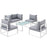 Fortuna 6 Piece Outdoor Patio Sectional Sofa Set 1726-WHI-GRY-SET