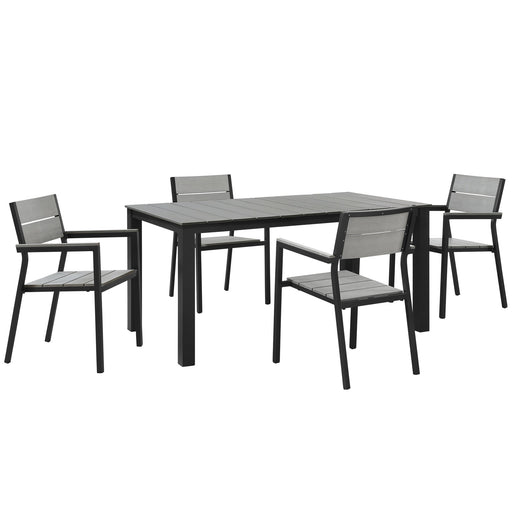 Maine 5 Piece Outdoor Patio Dining Set 1747-BRN-GRY-SET
