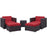 Convene 5 Piece Outdoor Patio Sectional Set 1809-EXP-RED-SET