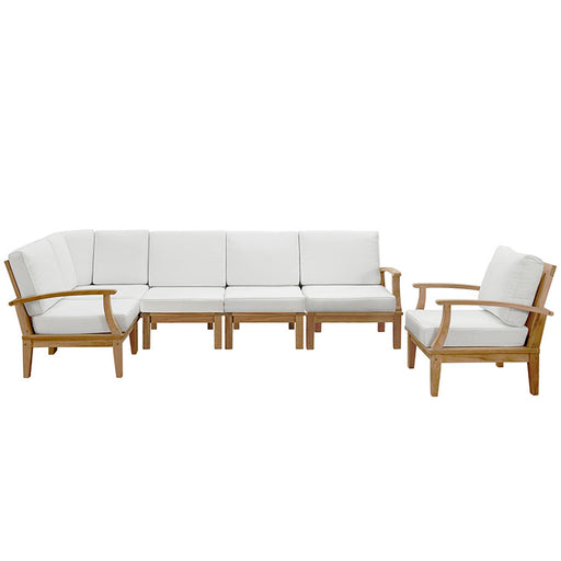 Marina 6 Piece Outdoor Patio Teak Sofa Set 1816-NAT-WHI-SET
