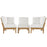 Marina 3 Piece Outdoor Patio Teak Sofa Set 1820-NAT-WHI-SET