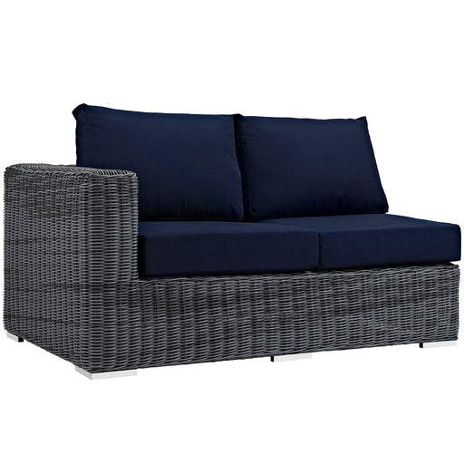 Summon Outdoor Patio Sunbrella® Left Arm Loveseat 1872-GRY-NAV