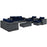 Summon 9 Piece Outdoor Patio Sunbrella® Sectional Set 1895-GRY-NAV-SET