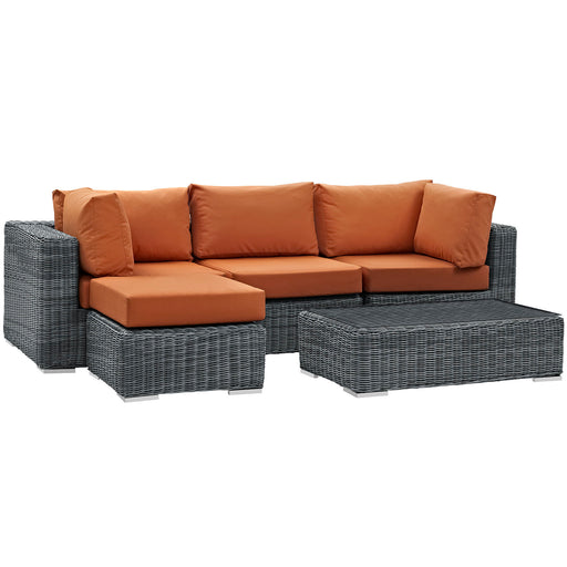 Summon 5 Piece Outdoor Patio Sunbrella® Sectional Set 1904-GRY-TUS-SET