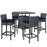 Summon 5 Piece Outdoor Patio Sunbrella® Pub Set 1971-GRY-NAV-SET