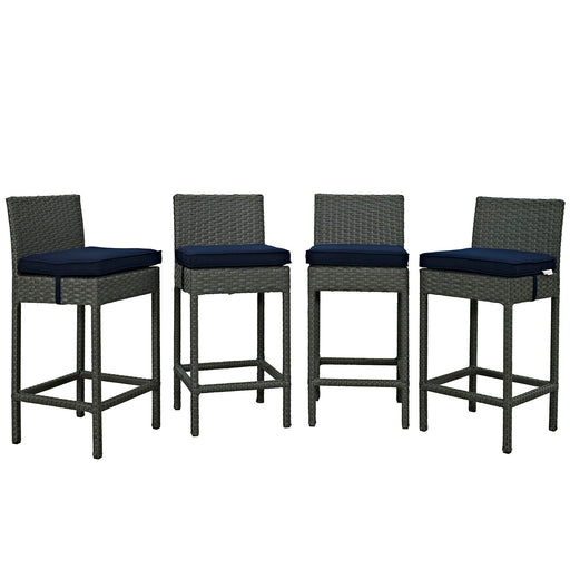 Sojourn 4 Piece Outdoor Patio SunbrellaÂ® Pub Set 2196-CHC-NAV-SET
