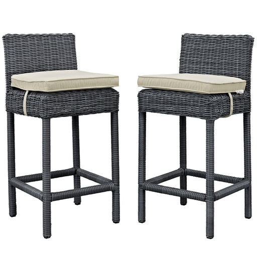 Summon 2 Piece Outdoor Patio SunbrellaÂ® Pub Set 2197-GRY-BEI-SET