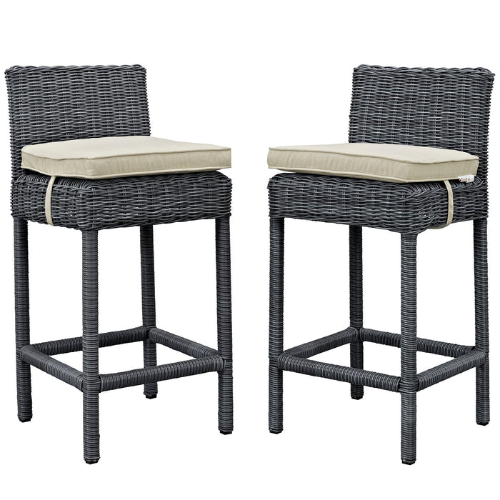 Summon 2 Piece Outdoor Patio SunbrellaÂ® Pub Set 2197-GRY-BEI-SET
