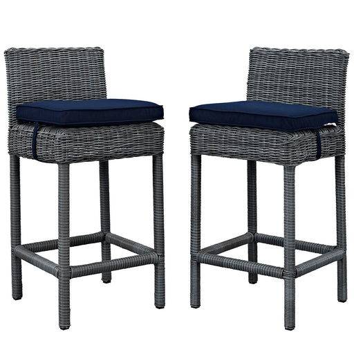 Summon 2 Piece Outdoor Patio SunbrellaÂ® Pub Set 2197-GRY-NAV-SET