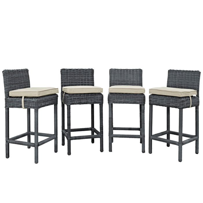 Summon Bar Stool Outdoor Patio SunbrellaÂ® Set of 4 2198-GRY-BEI-SET
