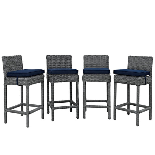 Summon Bar Stool Outdoor Patio SunbrellaÂ® Set of 4 2198-GRY-NAV-SET