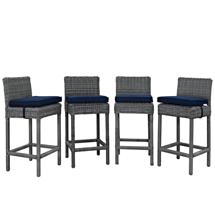 Summon Bar Stool Outdoor Patio SunbrellaÂ® Set of 4 2198-GRY-NAV-SET