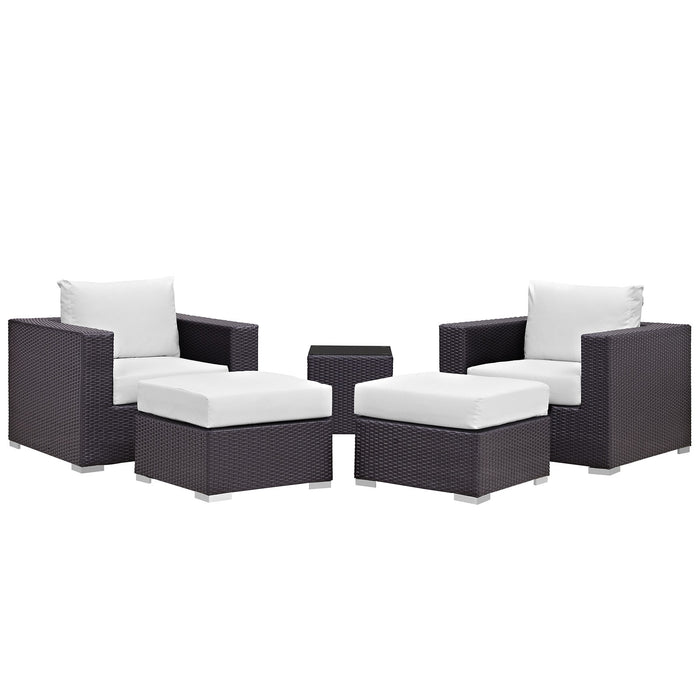 Convene 5 Piece Outdoor Patio Sectional Set 2201-EXP-WHI-SET