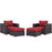 Convene 4 Piece Outdoor Patio Sectional Set 2202-EXP-RED-SET