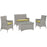 Bridge 4 Piece Outdoor Patio Patio Conversation Set 2212-LGR-PER