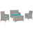 Bridge 4 Piece Outdoor Patio Patio Conversation Set 2212-LGTRQ