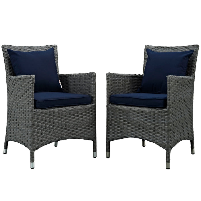 Sojourn 2 Piece Outdoor Patio SunbrellaÂ® Dining Set 2242-CHC-NAV-SET