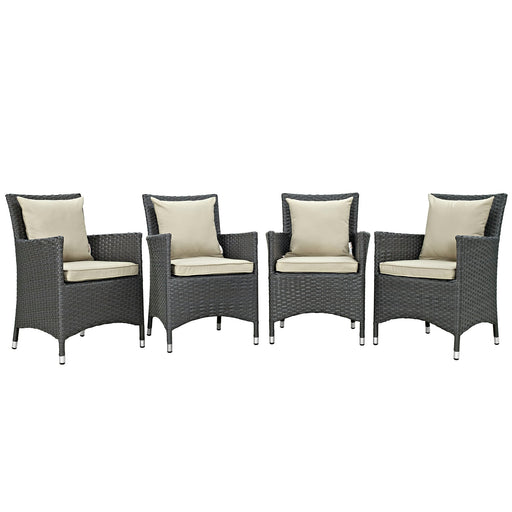 Sojourn 4 Piece Outdoor Patio SunbrellaÂ® Dining Set 2243-CHC-BEI-SET