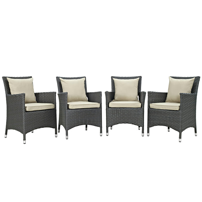 Sojourn 4 Piece Outdoor Patio SunbrellaÂ® Dining Set 2243-CHC-BEI-SET