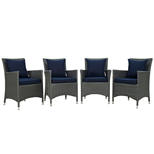 Sojourn 4 Piece Outdoor Patio SunbrellaÂ® Dining Set 2243-CHC-NAV-SET