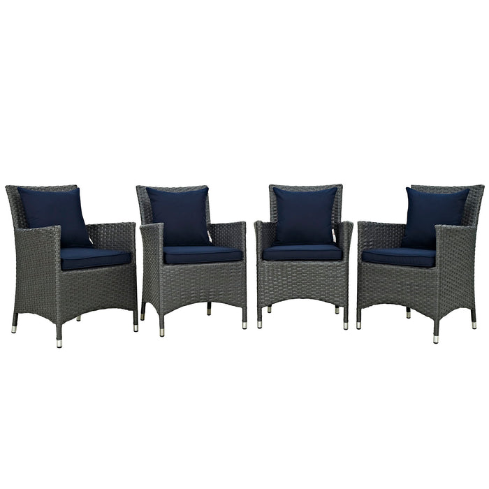 Sojourn 4 Piece Outdoor Patio SunbrellaÂ® Dining Set 2243-CHC-NAV-SET