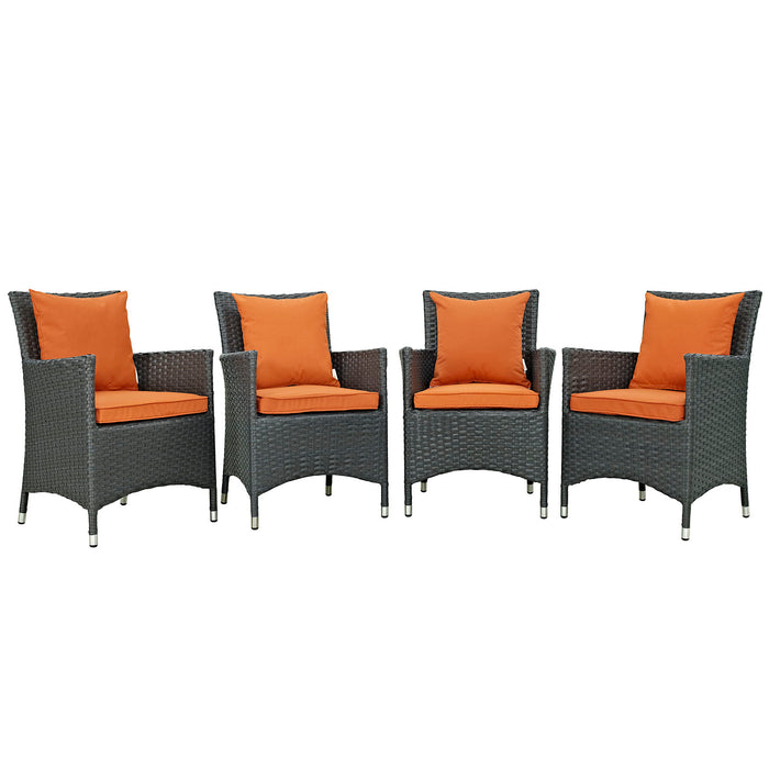 Sojourn 4 Piece Outdoor Patio SunbrellaÂ® Dining Set 2243-CHC-TUS-SET