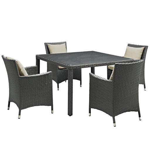 Sojourn 5 Piece Outdoor Patio SunbrellaÂ® Dining Set 2244-CHC-BEI-SET