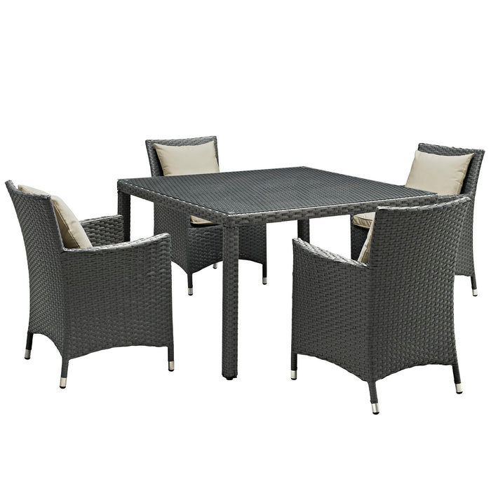 Sojourn 5 Piece Outdoor Patio SunbrellaÂ® Dining Set 2244-CHC-BEI-SET