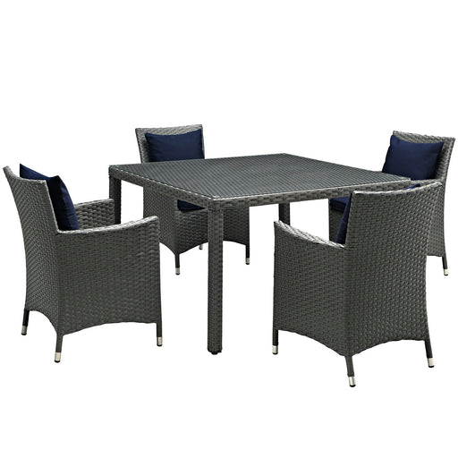 Sojourn 5 Piece Outdoor Patio SunbrellaÂ® Dining Set 2244-CHC-NAV-SET