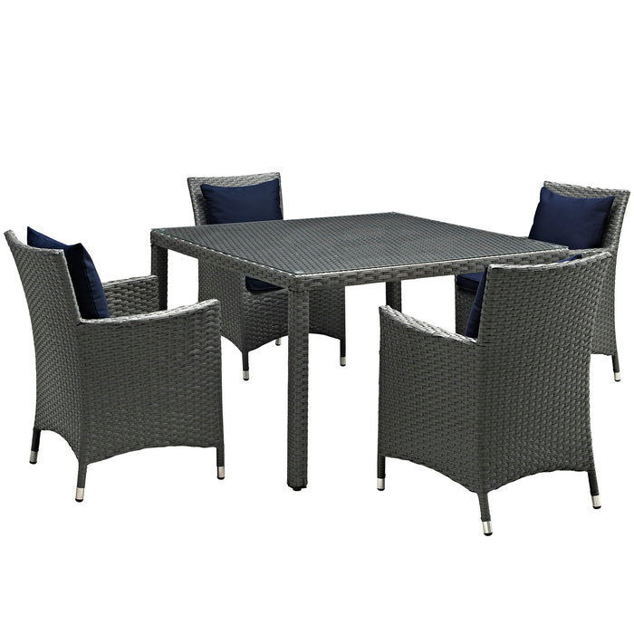 Sojourn 5 Piece Outdoor Patio SunbrellaÂ® Dining Set 2244-CHC-NAV-SET