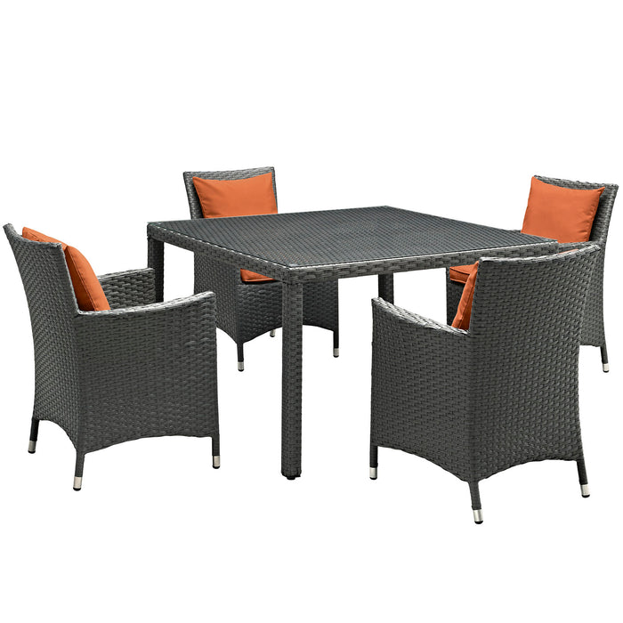 Sojourn 5 Piece Outdoor Patio SunbrellaÂ® Dining Set 2244-CHC-TUS-SET