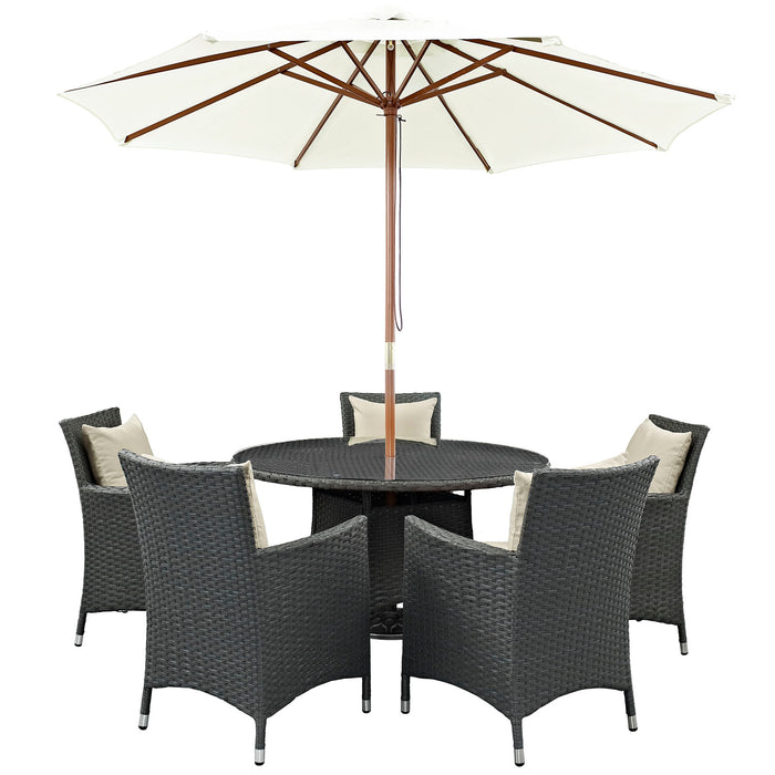 Sojourn 7 Piece Outdoor Patio SunbrellaÂ® Dining Set 2246-CHC-BEI-SET