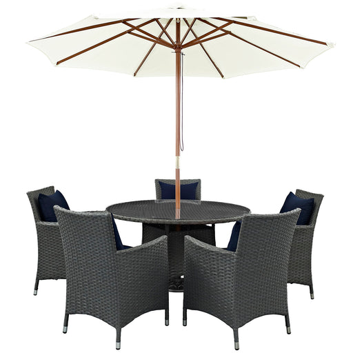 Sojourn 7 Piece Outdoor Patio SunbrellaÂ® Dining Set 2246-CHC-NAV-SET