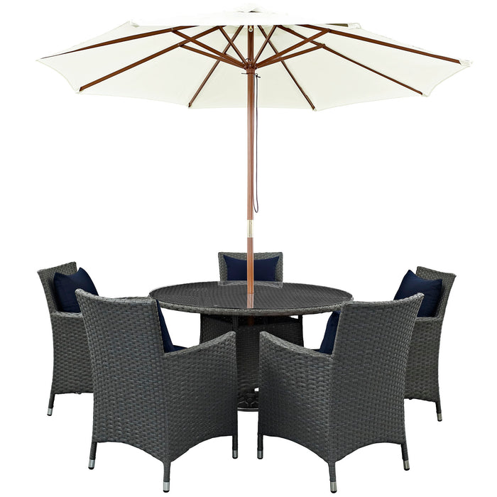 Sojourn 7 Piece Outdoor Patio SunbrellaÂ® Dining Set 2246-CHC-NAV-SET