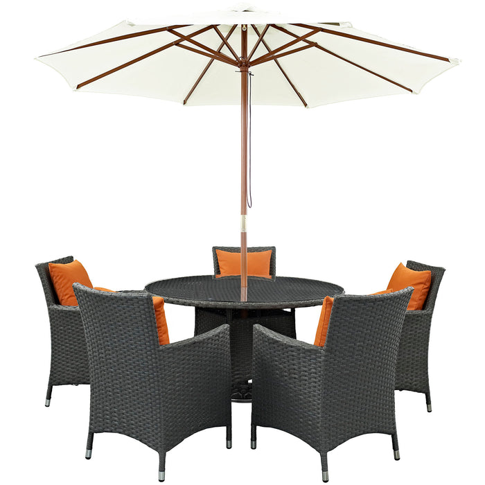Sojourn 7 Piece Outdoor Patio SunbrellaÂ® Dining Set 2246-CHC-TUS-SET