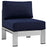 Shore Armless Outdoor Patio Aluminum Chair 2263-SLV-NAV