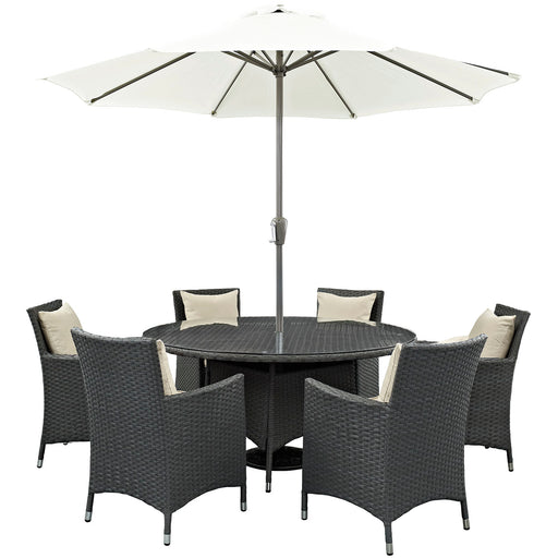 Sojourn 8 Piece Outdoor Patio SunbrellaÂ® Dining Set 2270-CHC-BEI-SET