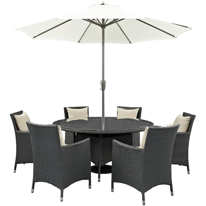 Sojourn 8 Piece Outdoor Patio SunbrellaÂ® Dining Set 2270-CHC-BEI-SET