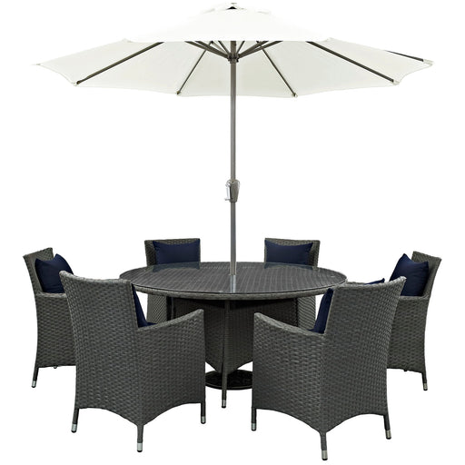 Sojourn 8 Piece Outdoor Patio SunbrellaÂ® Dining Set 2270-CHC-NAV-SET