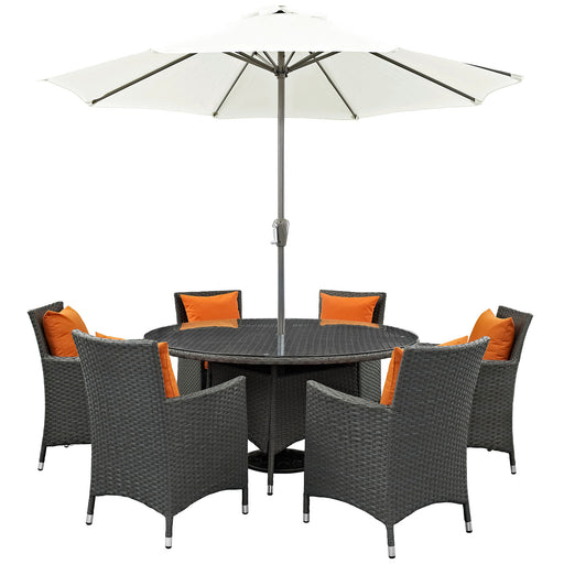 Sojourn 8 Piece Outdoor Patio SunbrellaÂ® Dining Set 2270-CHC-TUS-SET