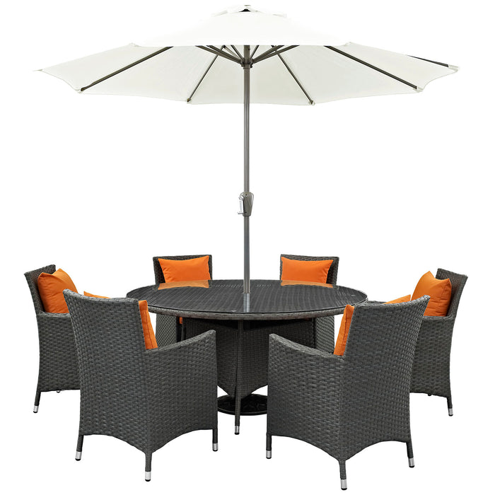 Sojourn 8 Piece Outdoor Patio SunbrellaÂ® Dining Set 2270-CHC-TUS-SET