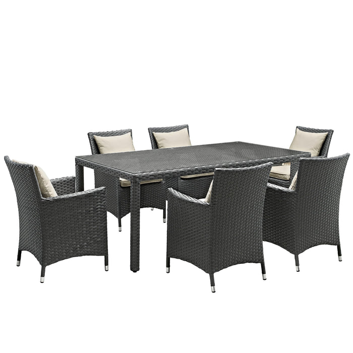 Sojourn 7 Piece Outdoor Patio SunbrellaÂ® Dining Set 2271-CHC-BEI-SET