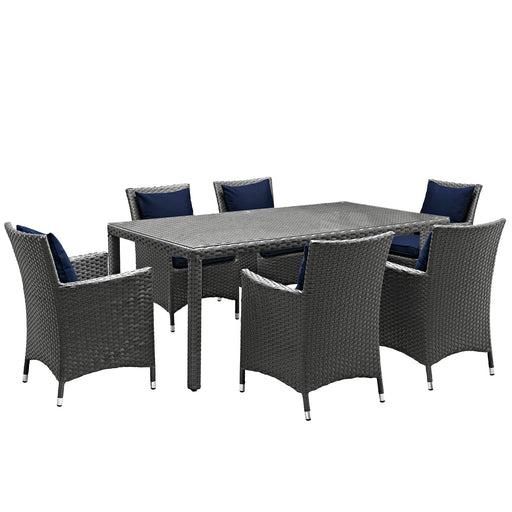 Sojourn 7 Piece Outdoor Patio SunbrellaÂ® Dining Set 2271-CHC-NAV-SET