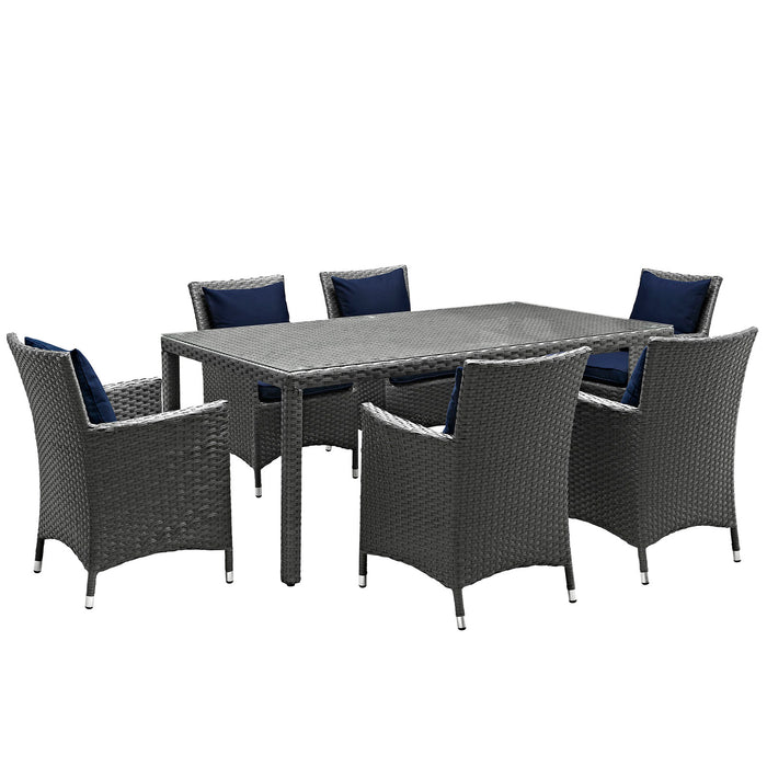 Sojourn 7 Piece Outdoor Patio SunbrellaÂ® Dining Set 2271-CHC-NAV-SET