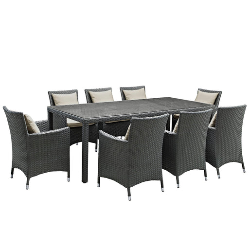 Sojourn 9 Piece Outdoor Patio SunbrellaÂ® Dining Set 2309-CHC-BEI-SET