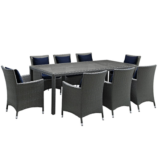 Sojourn 9 Piece Outdoor Patio SunbrellaÂ® Dining Set 2309-CHC-NAV-SET