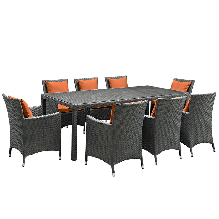 Sojourn 9 Piece Outdoor Patio SunbrellaÂ® Dining Set 2309-CHC-TUS-SET