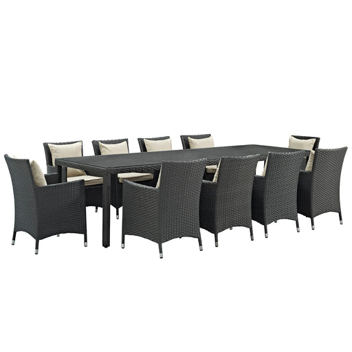 Sojourn 11 Piece Outdoor Patio SunbrellaÂ® Dining Set 2310-CHC-BEI-SET
