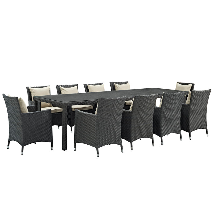 Sojourn 11 Piece Outdoor Patio SunbrellaÂ® Dining Set 2310-CHC-BEI-SET